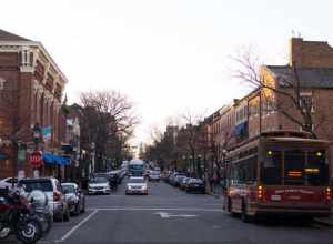 Looking up King Street in Alexandria, Virginia