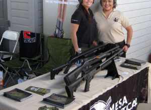 Shotguns shown at a competition