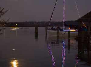 A harvest moon rises over the Potomac on a December's evening.