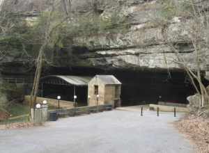 Entrance to Lost River Cave, located off Nashville Road (U.S. Route 31) in Bowling Green, Kentucky, United States.  A significant archaeological site and tourist attraction, it is listed on the National Register of Historic Places.