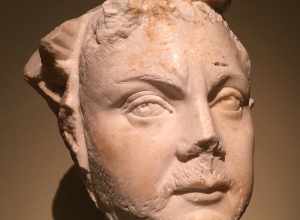 Portrait of the Roman Emperor Balbinus, dated AD 200-300, from the collection of the Cleveland Museum of Art. Photo by Geoffrey A. Landis, 2019.