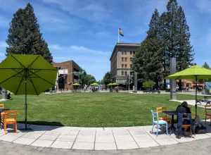 Panoramic view of Old Courthouse Square, Santa Rosa, California, from the southeast (near the 3rd St. &amp; Santa Rosa Ave. side).