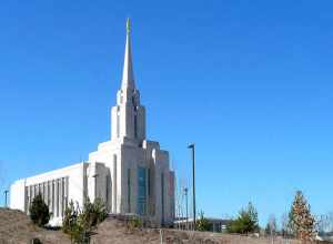 The Oquirrh Mountain Utah Temple of The Church of Jesus Christ of Latter-day Saints near completion, before open house and dedication.