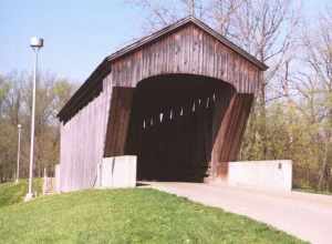 New Brownsville Covered Bridge, moved to Columbus, Indiana. Located in Mill Race Park on Carl Miske Drive.