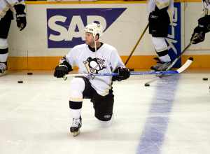 Ryan Whitney during pregame. Pittsburgh Penguins vs. San Jose Sharks