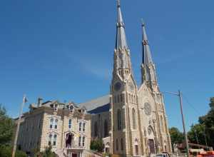 diocesan rectory (former diocesan chancery) and Cathedral of St. Mary of the Immaculate Conception in Peoria, Illinois
