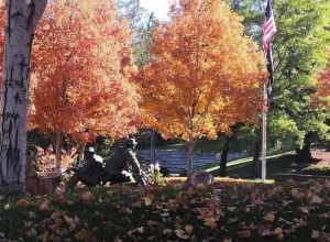 Statues of Soldiers in Memorial park amphitheatre, Cupertino, CA