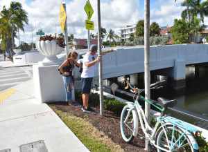 Recreational fishers pull a stingray from the water near the Fiesta Way Bridge in Fort Lauderdale, Florida. The bridge is part of the Nurmi Isles Subdivision linking four finger islands with Las Olas Boulevard.