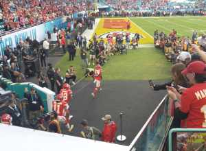 Chiefs take the field for warm ups