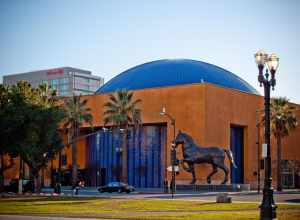 The Tech Museum in downtown San Jose. As seen from Cesar Chavez Park.