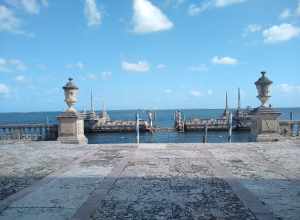 Looking towards the Barge, a man-made breakwater in front of Vizcaya Museum and Gardens
