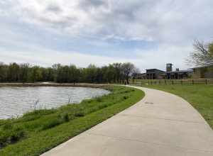 The Nature &amp; Retreat Center at Oak Point Park in Plano Texas overlooking a pond
