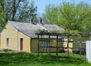 Rear and eastern side of the Trobaugh-Good House, located at the Rock Springs Conservation Area southwest of Decatur in Decatur Township, Macon County, Illinois, United States.  Built in 1847, it is listed on the National Register of Historic Places.