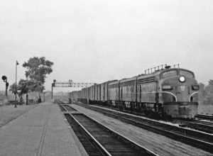 Westbound Pennsylvania RR freight passing Englewood (Il.). Englewood was a very busy station, served by the NYC, Pennsylvania and Rock Island lines into Chicago.