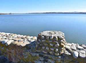 The parapet of the Upper Embankment at Lake Lowell was made by the Civilian Conservation Corps. It is part of Deer Flat National Wildlife Refuge near Nampa, Idaho.