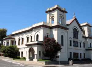 Vallejo Bible Church (formerly First Presbyterian), 448 Carolina St., Vallejo, California. Contributing property to the Saint Vincent's Hill Historic District.