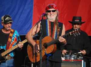 Willie Nelson in concert at Stockton's Banner Island Park. Willie was the followed by John Mellencamp and Bob Dylan.