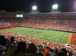 Interior of :en:Boone Pickens Stadium in the 2017 season opener against the Tulsa Golden Hurricane.