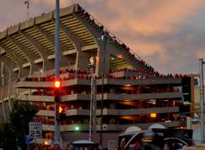 Badger Stadium in Madison, Wisconsin shortly before the start of a UW football night game