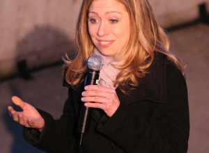 Chelsea Clinton speaking during a campaign stop at California Polytechnic State University for her mother