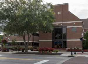 Grove City, Ohio government administrative offices looking directly west when taking this photograph in August.