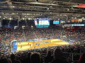 The first game of the 2022 NCAA D1 Mens Basketball tournament, featuring the Texas A&amp;M Corpus Christie Islanders and the Texas Southern University Tigers. Photo taken with 7 minutes remaining in the first half. Part of the First Four series of