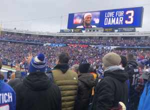 Love for Damar, week after his collapse, Bills vs Patriots, Jan 18 2023