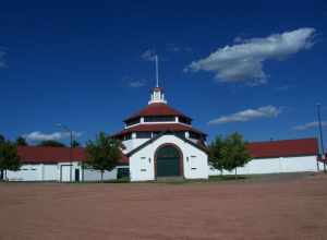 The barn w:Marathon County, Wisconsin fairgrounds in w:Wausau, Wisconsin, United States. The building is used for exhibitions. It is listed on the National Register of Historic Places.