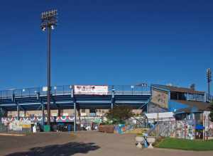 Midway Stadium, 1771 Energy Park Dr, St Paul, Minnesota, USA. Viewed from the west.