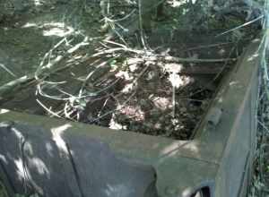 Old stolen safe with doors blown off