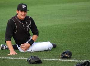 An unidentified Omaha Storm Chasers player in August 2011