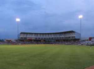 This is a panoramic picture I took myself on August 16, 2008 of QuickTrip Park in Grand Prairie, TX.  This is the home of the Grand Prairie AirHogs Baseball team.  The shot is from centerfield, and was constructed from about half a dozen pictures I