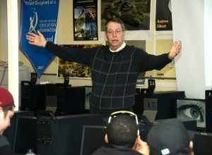 ODOT's Tim Potter visits with students at McNary High School in Salem during Engineer's Month.