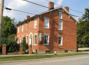 John Stoughton Strong House, National Historic Register, Strongsville, Ohio.  On the north side of the square.