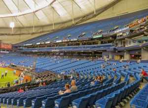 The main stands of the Tropicana Dome in Tampa, Florida.