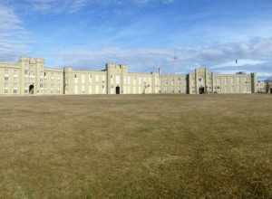 A panoramic view of VMI's Barracks.