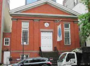 The Actors Studio at 432 West 44th Street in the Hell's Kitchen (Clinton) neighborhood of Manhattan, New York City was founded in 1947.  In 1955 the Studio bought the Greek Revival building which had been built in 1858 or 1859 for the Seventh