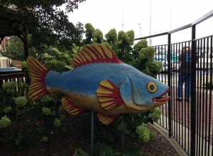 Colorful fish statue in Fell's Point, Baltimore.