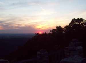 Coopers Rock Overlook at sunset, in the Camp Rhododendron historic district, located in the Coopers Rock State Forest, West Virginia.