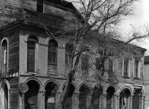 Front of Piper's Opera House, located at 1, 3, and 5 N. B Street in Virginia City, Nevada, United States.  Built in 1863, it is listed on the National Register of Historic Places and is part of the Virginia City Historic District, a National Historic