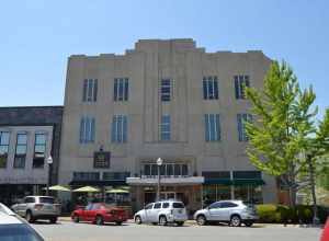Front of the Rogers Department Store, located at 117 N. Court Street in Florence, Alabama, United States.  Built in 1910 and extensively remodelled in 1948, it is listed on the National Register of Historic Places, and it is part of a Register-listed
