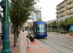 Public streetcar in Tucson, Arizona.