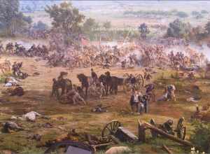 'The Battle of Gettysburg', also known as the Gettysburg Cyclorama, is a cyclorama painting by the French artist Paul Philippoteaux depicting "Pickett's Charge", the climactic Confederate attack on the Union forces on Cemetery Ridge during the Battle