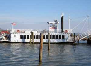 The sternwheel paddle steamer Lantern Queen docked at Hutchins Park in Havre de Grace, Maryland, on December 19, 2010.