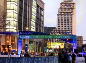 The starting line for the 2023 Austin Marathon in Austin, Texas, United States.