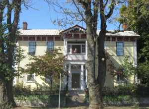 Front of the Allison-Robinson House, located at 3 N. Montgomery Street in Spencer, Indiana, United States.  Built in 1855, it is listed on the National Register of Historic Places.