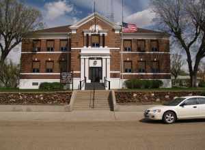 w:Golden Valley County Courthouse in w:Beach, North Dakota. Listed on the w:National Register of Historic Places.