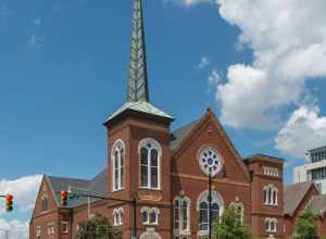 A view of Dexter Ave Methodist Church in Montgomery, Alabama, now housing a River City Church