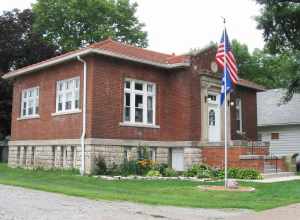 The Eldon Carnegie Public Library in Eldon, Iowa, listed on the National Register of Historic Places.
