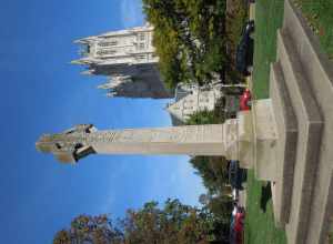 The Peace Cross, erected 1898, on the grounds of the Washington National Cathedral; the cathedral in the background